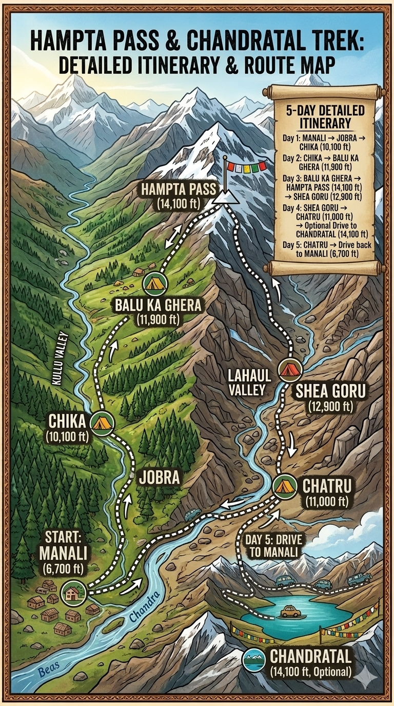 Hampta Pass Trek Route Map